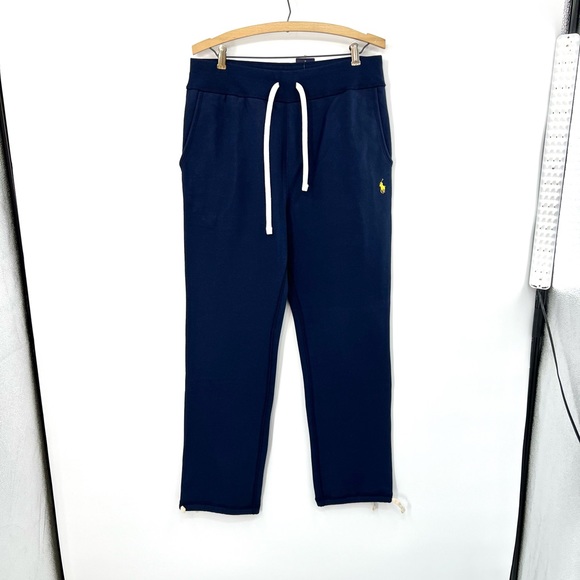 Polo Ralph Lauren Fleece ‘Cruise Navy/Yellow’ Sweat Pants Men’s Size Medium - Picture 1 of 2